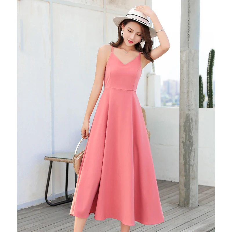 Сексуальное пляжное платье с v-образным вырезом женское 2019 летнее красное