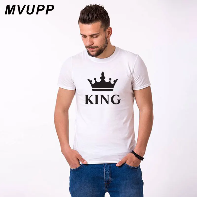 Style 2 MVUPP, новинка, летняя рубашка для пары, повседневные стильные футболки для влюбленных, топы, футболки с принтом, Хлопковая женская одежда, повседневная одежда для королевы - Цвет: Style 2