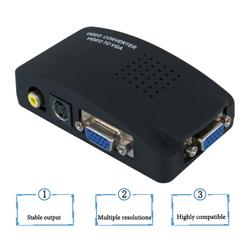 Baolyda AV к VGA преобразователь RCA композитный S-Video Box CC tv DVR ПК ноутбук ТВ проектор вход