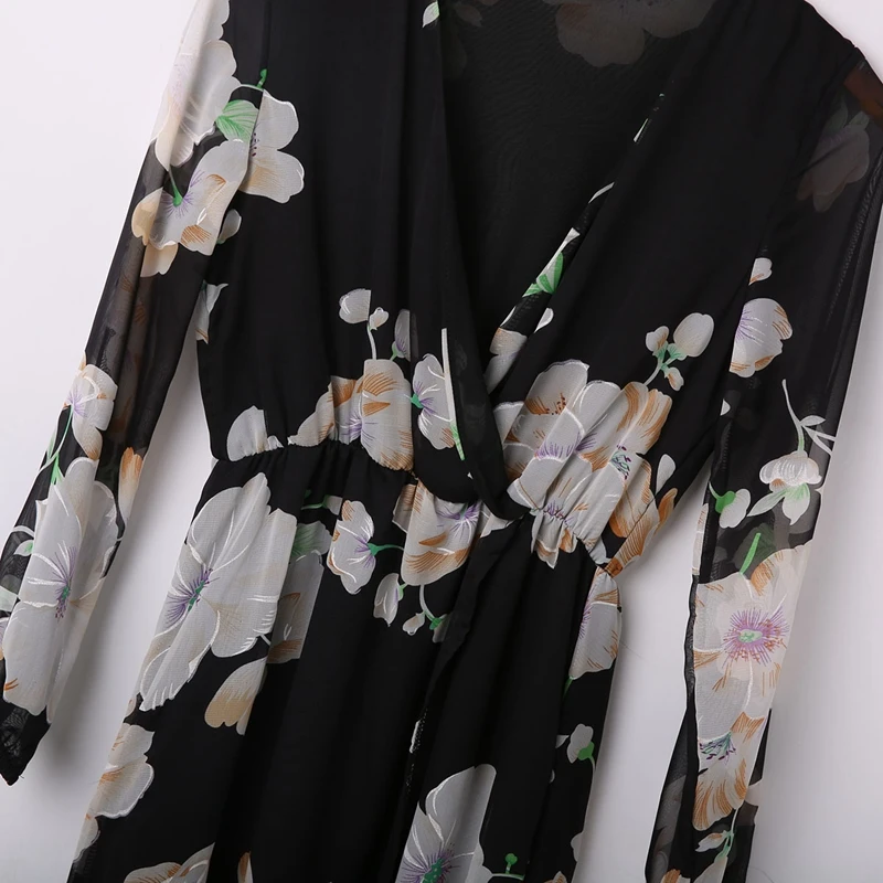 

New Women Ladies Floral Print Long Sleeve Boho Evening Party Long Dress