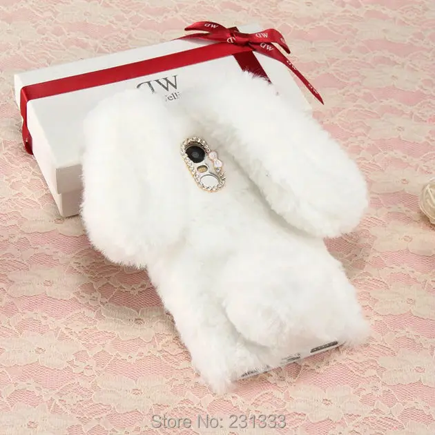 Мягкий чехол из ТПУ с кроличьими ушками и алмазным мехом для Iphone 7 Plus 6 S SE 5 5S Samsung