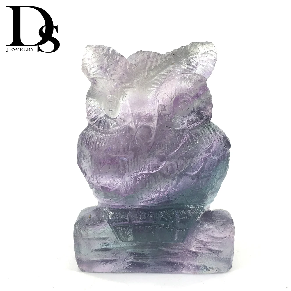 2 &quotфигурка из натурального радужного флюорита с кристаллами резная кварцевая