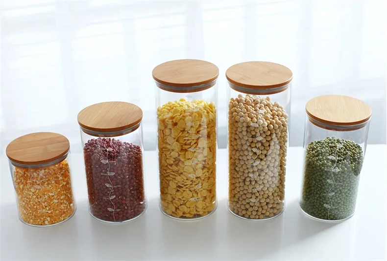 Стеклянная банка для хранения продуктов без свинца, кухонные бутылки для хранения, герметичные банки с крышкой, большая емкость, стеклянные банки для конфет, коробка для чая H10560