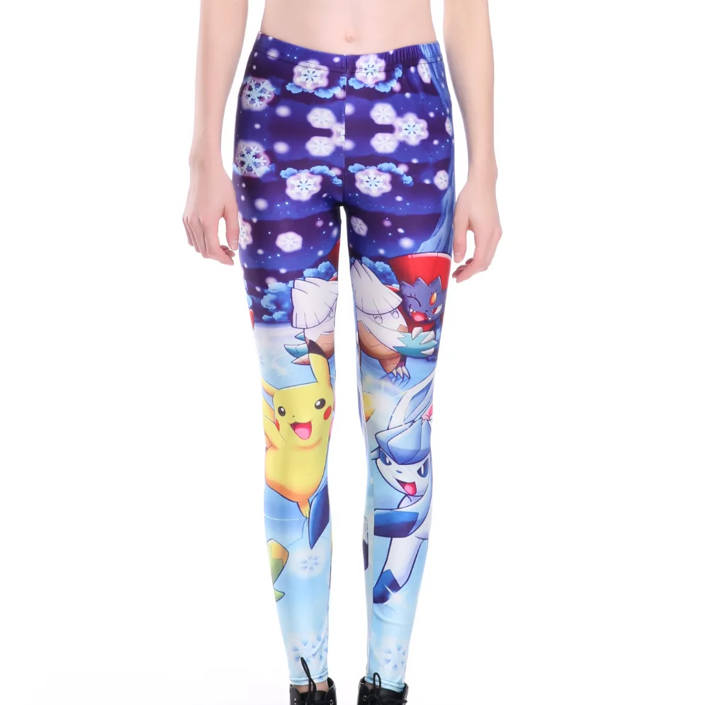 Женские леггинсы с мультяшным покемоном облегающие тонкие эластичные штаны из