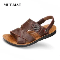 2019 new summer genuine leather mens casual sandals classic beach males slippers with metal decoration large size 38 48 shoes