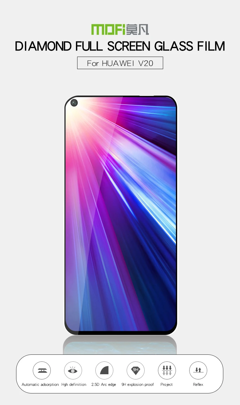 Mofi полное покрытие из закаленного стекла для huawei Honor View 20 Hacrin 9H 2.5D Защитная пленка для экрана для huawei Honor V20 пленка для телефона