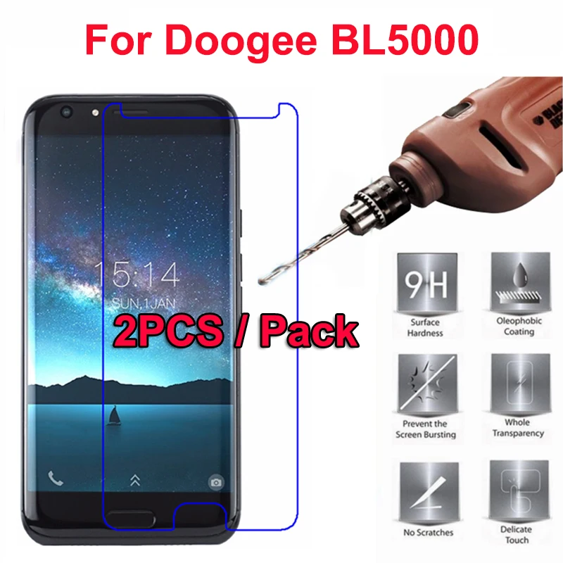 

Защитное стекло Doogee BL5000, защита экрана 9H 2.5D, защита от царапин, Для Doogee BL5000 4G Capa мобильный телефон, пленка ^, 2 шт.