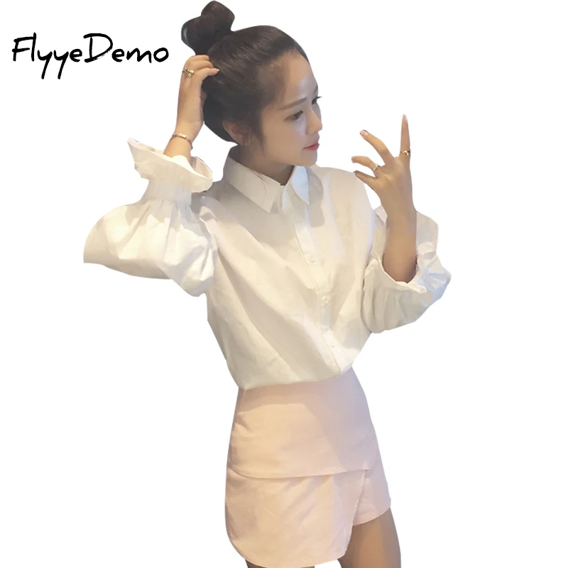 

2020 Autumn Women Fashion White Ruffles Blouse Ladies Elegant Tops White Shirts Tops Female Clothes Blouses Puff Sleeve Shirt