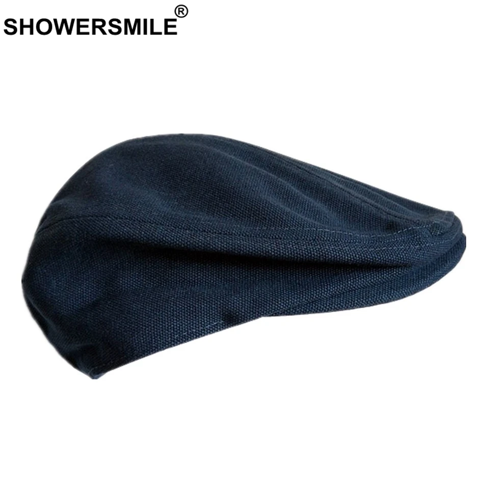 SHOWERSMILE мужские береты, хлопок, серые плоские кепки, мужские летние однотонные винтажные шапки для вождения, британский стиль Гэтсби