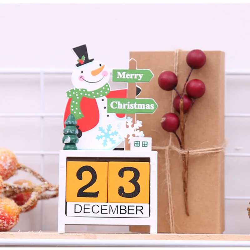Хит продаж рождественские деревянные кубики ежедневный вечный настольный