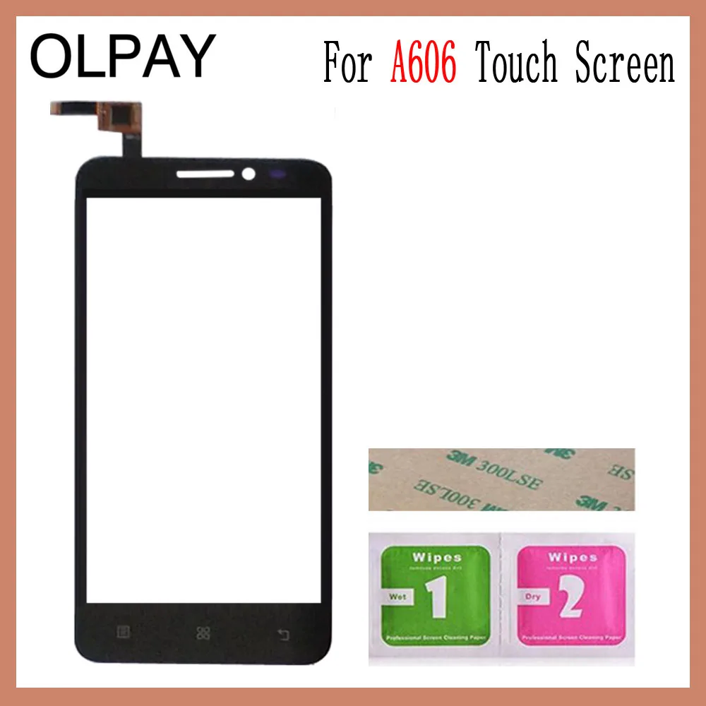 OLPAY 5,0 дюйма для lenovo A606 A 606 сенсорный экран дигитайзер панель передняя внешняя стеклянная линза сенсор Бесплатный клей+ салфетки - Цвет: Black No Tools