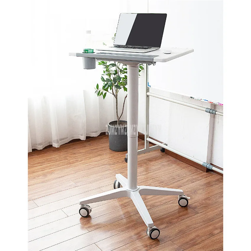 Movable Laptop Desk With 4 Wheel Height Liftable Bed Side Table For Laptop Desk Notebook Stand Tray Aluminum Alloy Base UP110