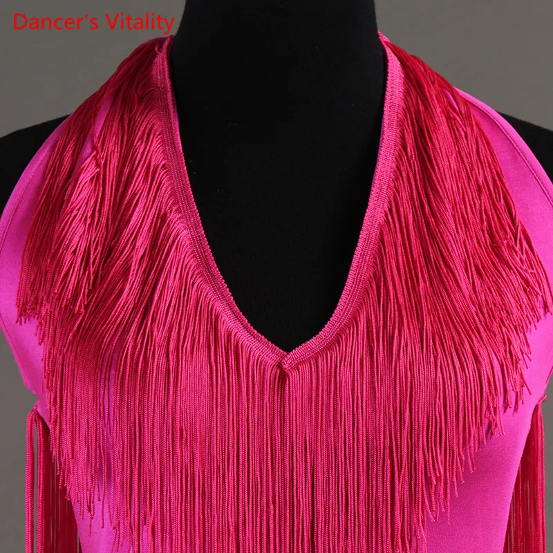 

2018 Custom made Women's Latin Dance Costumes dress Skirt Tassel Salsa Samba Rumba India Ladies Fringe Latin Dance Dress