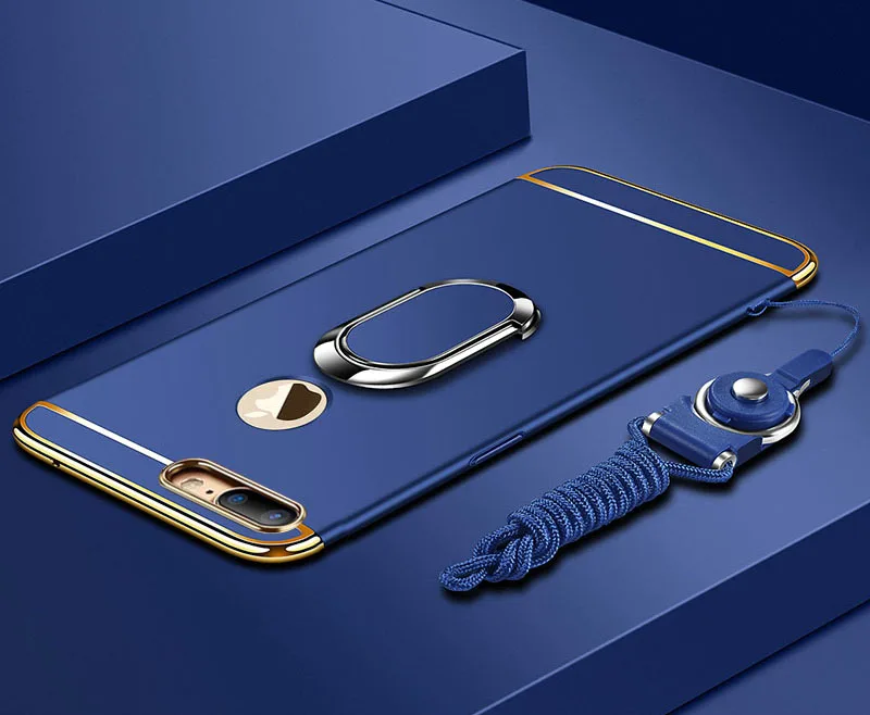 Синий Ультратонкая крышка EPENA для iphone 11 pro Xs Max XR с покрытием из жесткого поликарбоната, чехол 3 в 1 для iphone x 7 8 6S 6 Plus, чехол с ремешком для телефона - Цвет: Синий