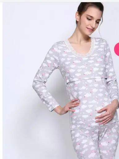 Осенне-зимний пижамный комплект для беременных одежда кормления сна | Мать и