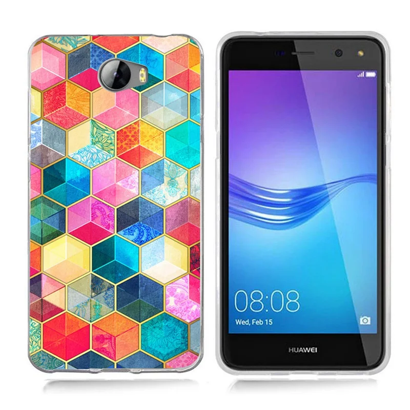 For Huawei Y5 ii Y5ii Cover/5A LYO-L21/Y6 II Compact Coloful Soft TPU Silicone fundas Leaf Painted Design Case A014 |