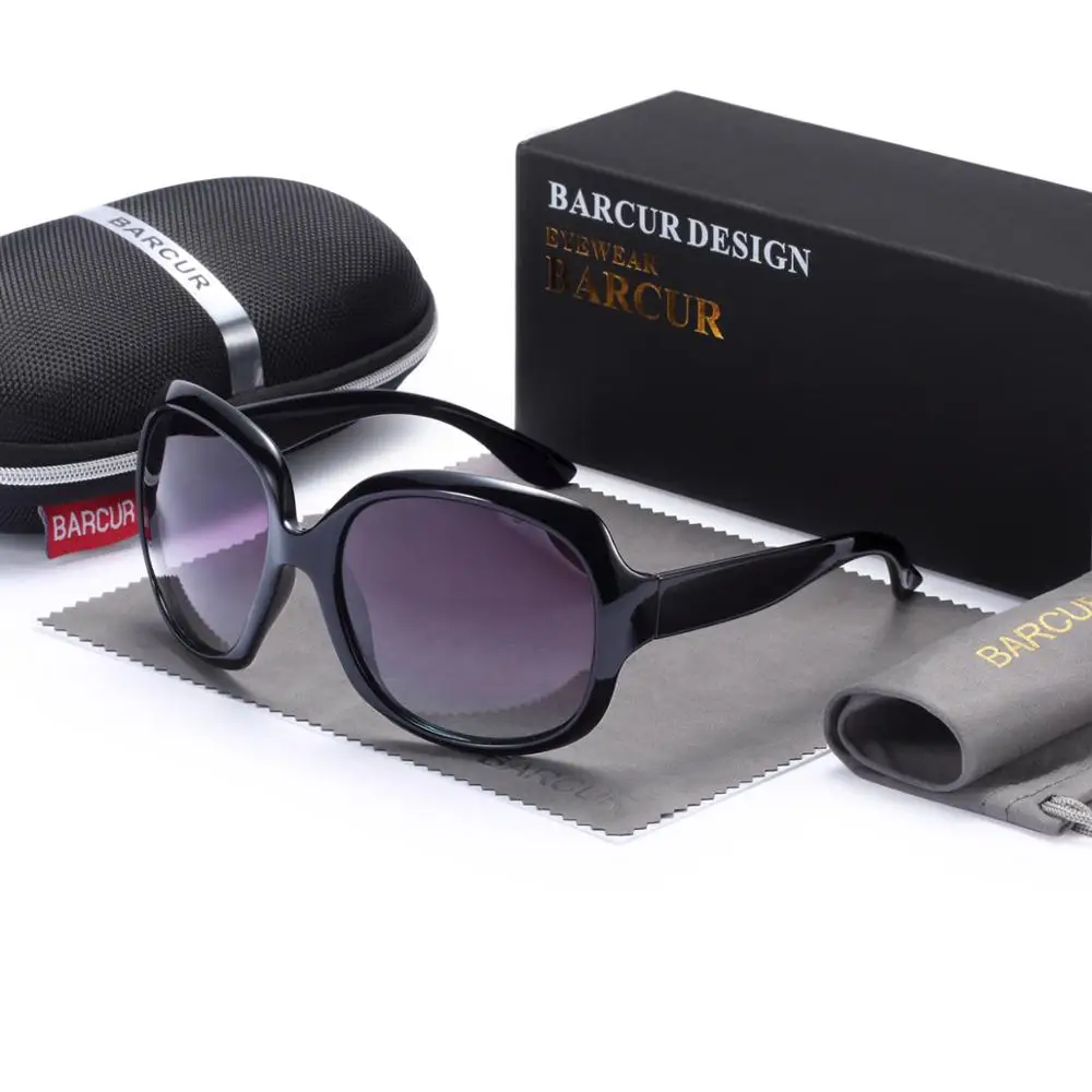 Black BARCUR, оригинальные градиентные поляризованные солнцезащитные очки для женщин, винтажные женские солнцезащитные очки gafas oculos de sol masculino - Цвет линз: Black