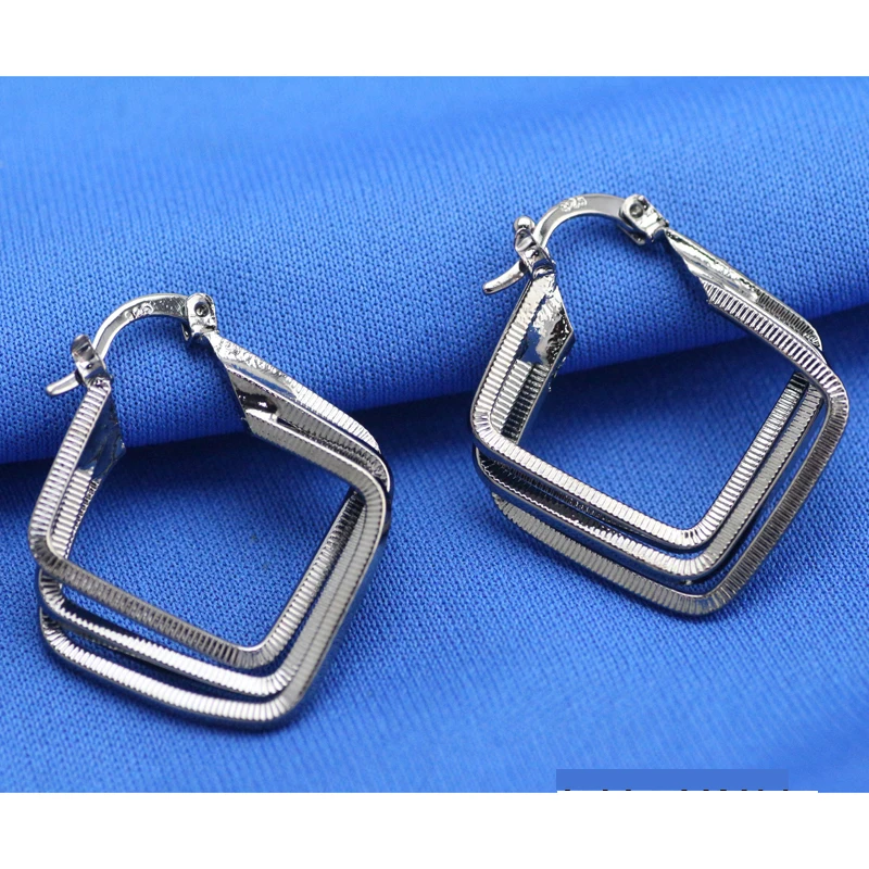 Женские и мужские серьги из серебра 925 пробы, с геометрическим рисунком