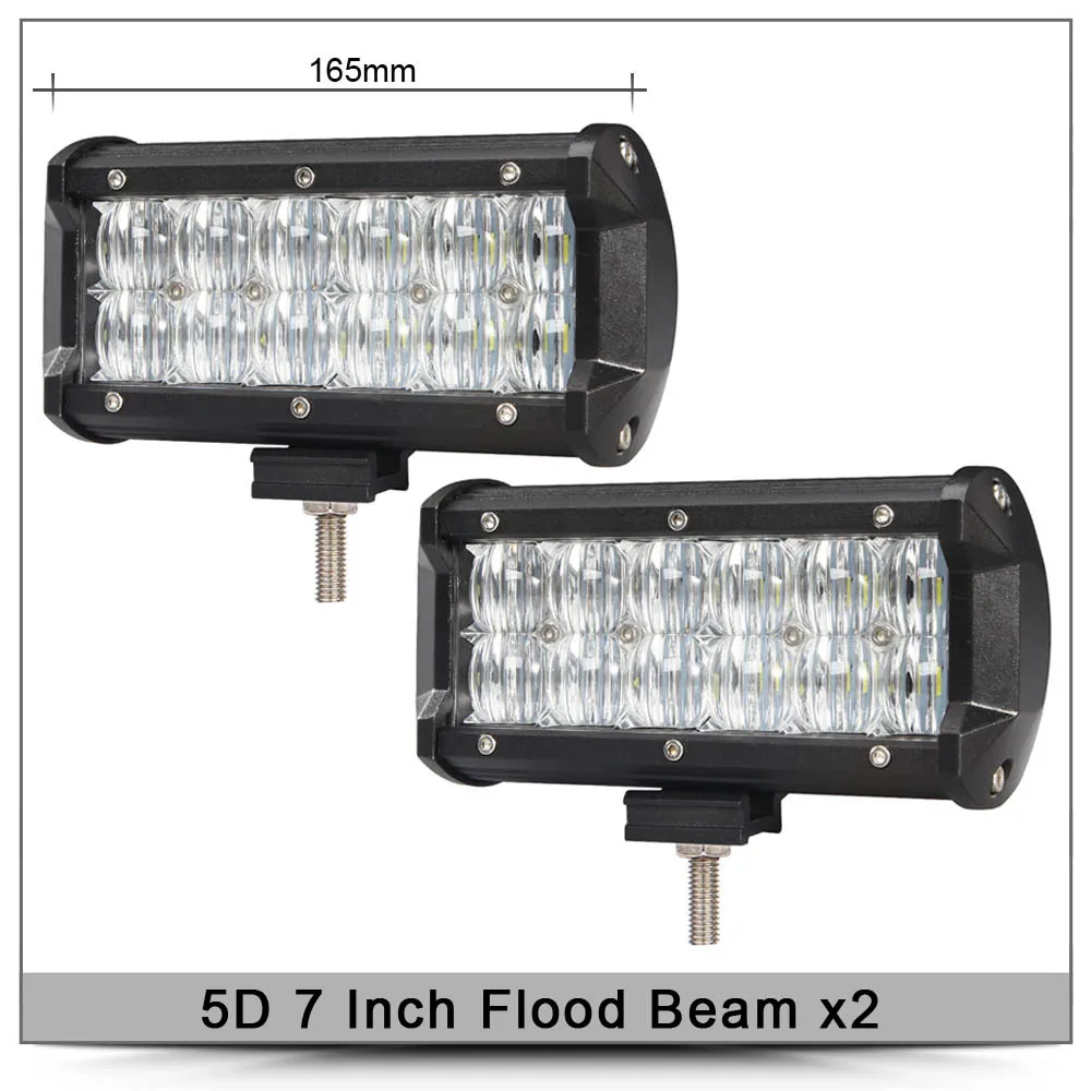5D 7Inch Flood x2 7 дюймовый светодиодный светильник бар для внедорожных машин автомобиля 12V 24V ATV грузовик внедорожник лодка мотоцикл 4x4 внедорожный комбинированный лучи светодиодный рабочий Barra вождения светильник - Цвет: 5D 7Inch Flood x2