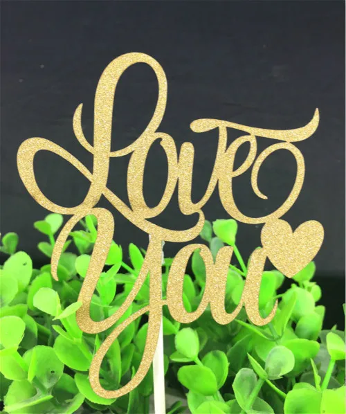 love gold 1 компл. Ручной работы Золотой Розовый Единорог Свадебная вечеринка кекс украшения С Днем Рождения флаг детские вечерние украшения Торт Декор - Цвет: love gold