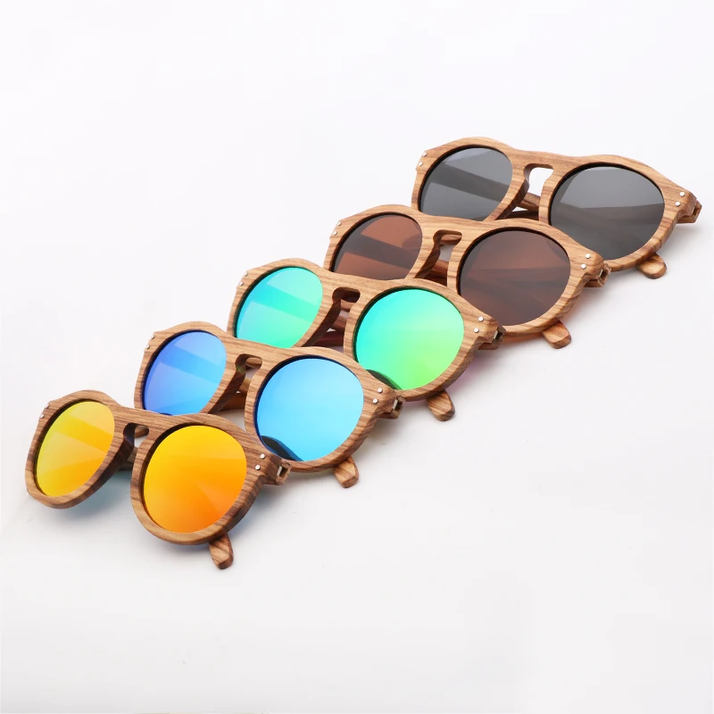 

100% pure Du wood round sunglasses polarized sunglasses women wood bamboo UV400 Retro sunglasses oculos de sol feminino