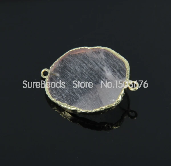 Wholesale!5pcs/lot Gold Plated Double Edged Nature Clear White Quartz Charms Pendant Cut Raw Crystal Slabs Necklace | Украшения и