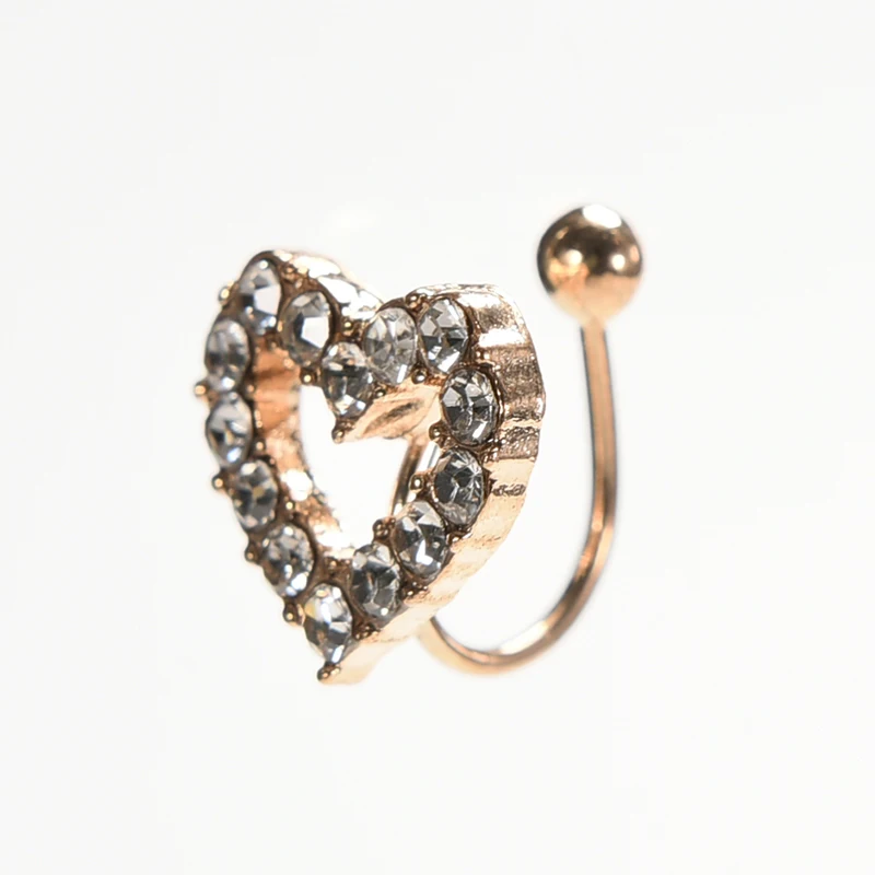 heart 1pc Сладкий кристаллическая звезда клип серьги Морская звезда ухо манжеты шикарные клипсы сердца - Окраска металла: heart 1pc