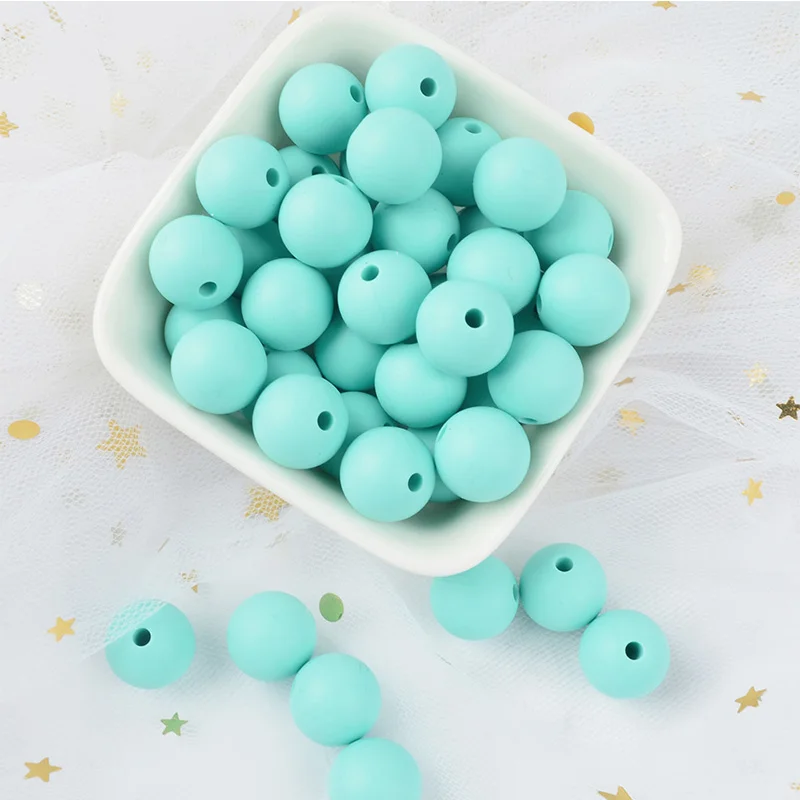robin egg blue LOFCA 30 шт. Силиконовые 12 мм бисер ребенок прорезывание зубов игрушка BPA бесплатно пищевого качества Детские Прорезыватели круглые свободные бусины DIY Уход ювелирные изделия ожерелье - Цвет: robin egg blue