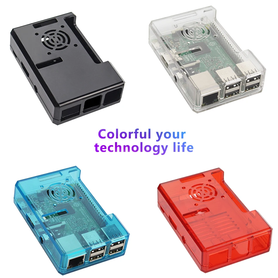 Aokin For Raspberry pi Case Fan Transparent ABS Plastic Cases For Raspberry Pi 3/2 Model B B+ Case Fan