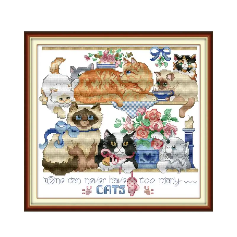 Joy Sunday восемь котят Вышивка крестом узоры животные холст вышивка DMC набор нить