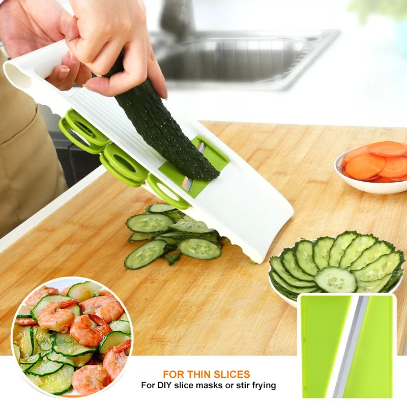 Овощерезка для картофеля мандолин с 5 лезвиями из нержавеющей стали терка