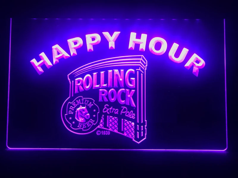 607 Rolling Rock пиво Счастливый час бар со светодиодным неоновым световым знаком | Дом и