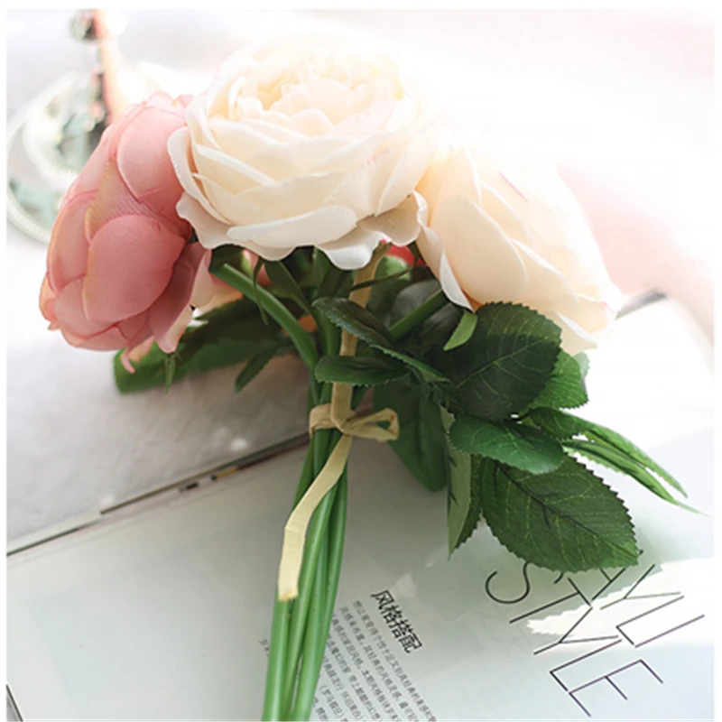 Искусственные бутоны с 5 головками искусственные розами украшения для свадьбы