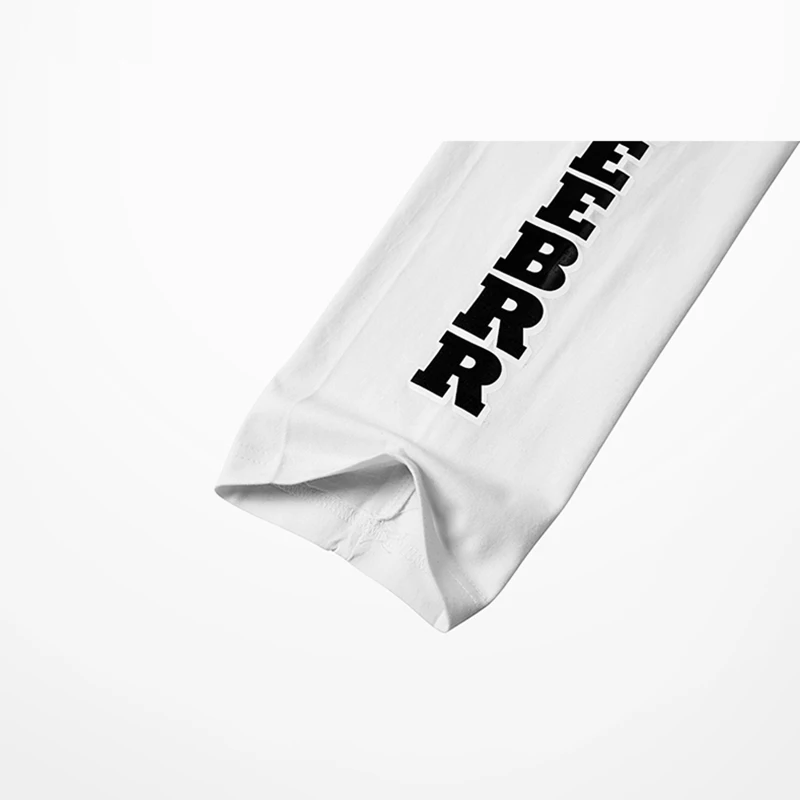 Белая свободная Высококачественная Мужская футболка из хлопка с длинным рукавом