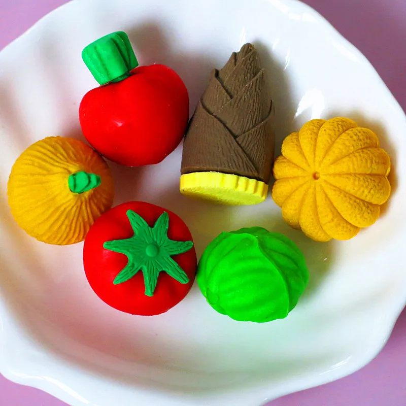 Kawaii милые Ластики для детей, резиновый набор ластиков для фруктов, тортов, овощей, еды