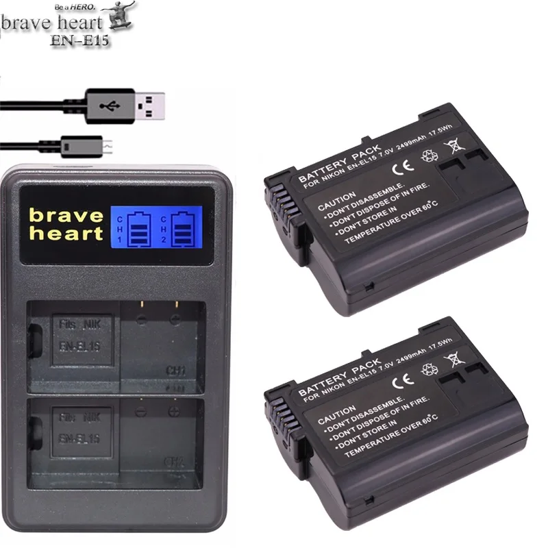 charger and 2battery Высокое качество, EN-EL15 батарея EN EL15 ENEL15 батареи+ Dual USB зарядное устройство для Nikon Coolpix D600 D610 D600E D800 D800E D810 D7000 D7100 d750 - Цвет: charger and 2battery