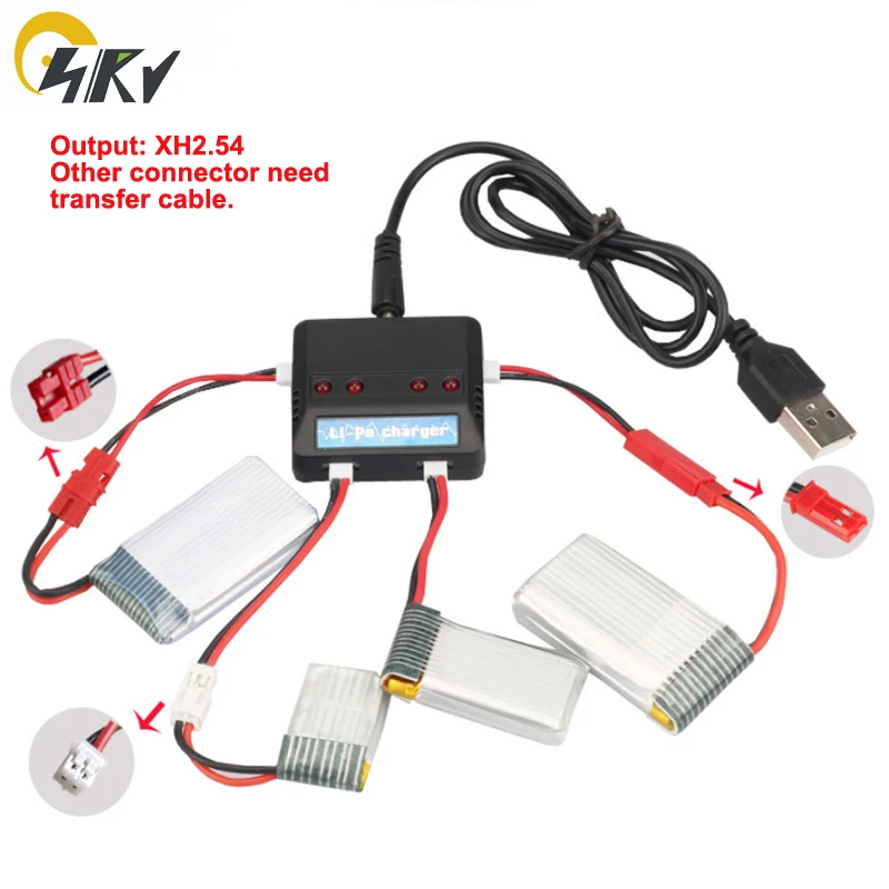 Зарядное устройство 4 в 1 USB 2 5 В для аккумулятора 3 7 RC Lipo с кабелем XH2.54|Зарядные