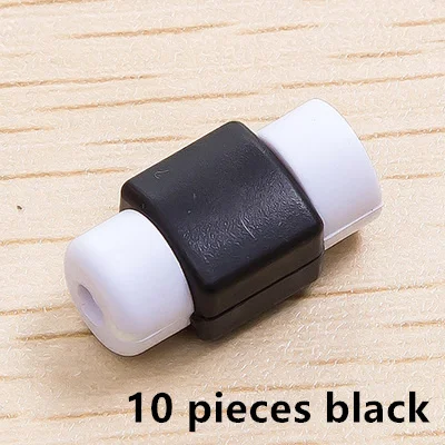 10 pieces black 10 шт. Мини милый силиконовый USB кабель Защита для наушников пластиковый шнур защита провода крышка намотки для iphone 5 5s 6 6s 7 plus - Цвет: 10 pieces black