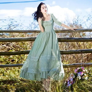 2020 летнее Новое модное Брендовое пляжное платье с вышивкой, женское высококачественное однобортное платье с оборками в стиле ретро, wj2415