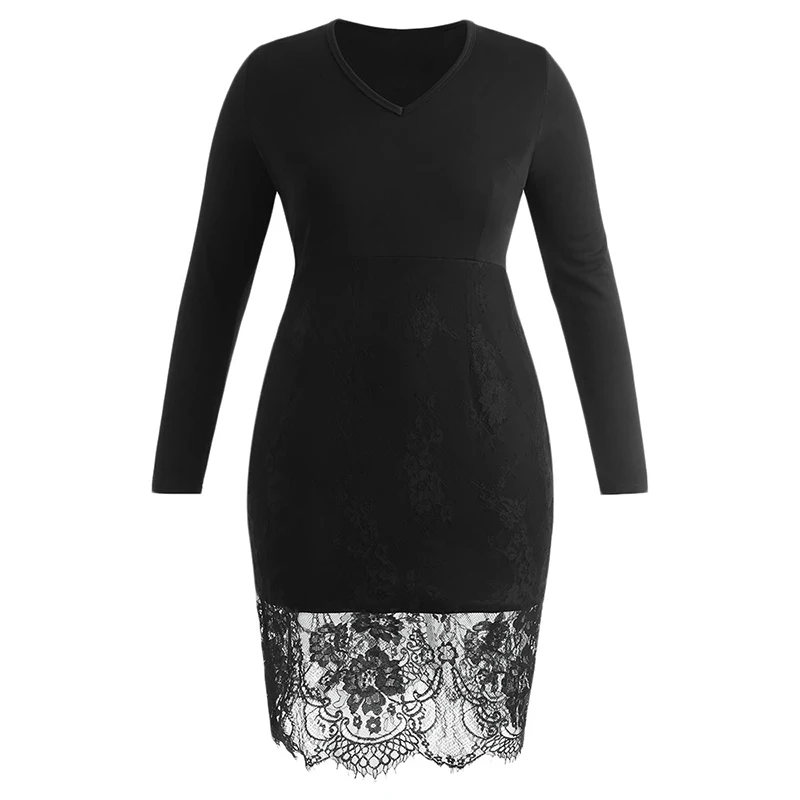 PlusMiss размера плюс сексуальное кружевное черное Платья для вечеринок 5XL XXL Для