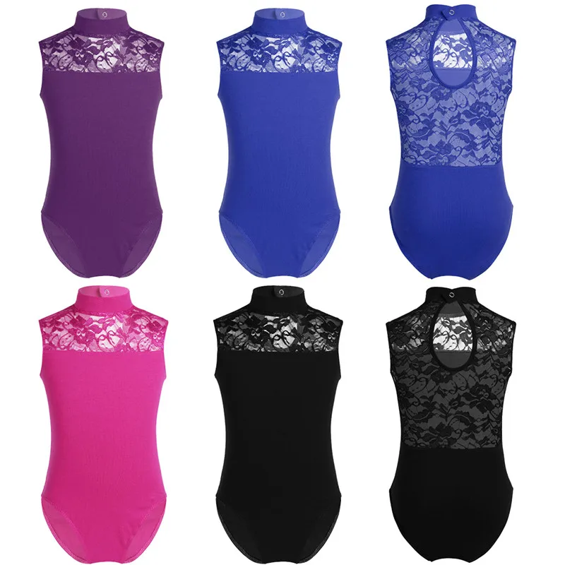 TiaoBug Kids Teens Sleeveless Lace Professional Ballerina Ballet Leotard Dancewear Cute Girls Gymnastics Sports Bodysuit | Тематическая