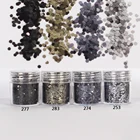 1 банкакоробка, 10 мл, 4 дыма, черные блестки для ногтей, порошковая бумага с шестигранными блестками для дизайна ногтей, дополнительно 300 цветов, 4-17