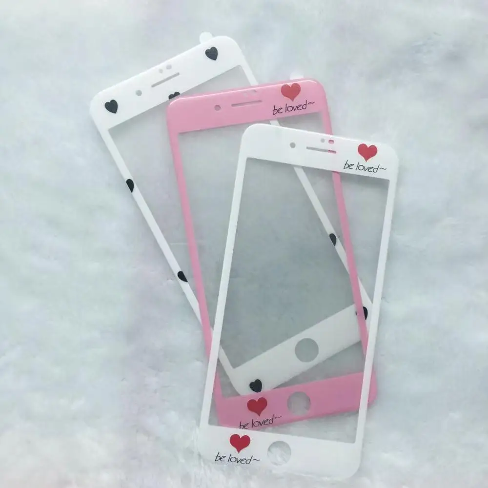 3D волокно Милая Любовь Сердце Пара телефон пленка Защитная Для iPhone 8 7 плюс 6 6s плюс закаленное защитная стеклянная пленка для экрана