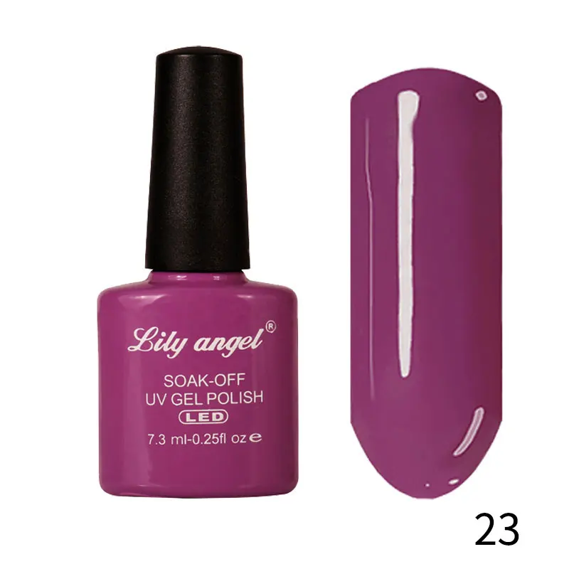 23 Lily Angel, высокое качество, Гель-лак для ногтей, для маникюра, салонные советы, горячая Распродажа, цвет, 7,3 мл, впитывается, органический УФ светодиодный Гель-лак для ногтей - Цвет: 23