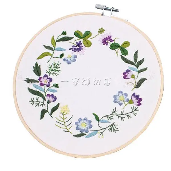 17-20cm DIY лента цветы вышивка набор для начинающих с обручем рукоделие Наборы вышивки крестом серии художественных промыслов Швейные Декор иглы искусство - Цвет: 17-20cm