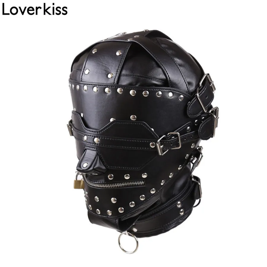 Маска для бондажа Loverkiss маска бандаж из искусственной кожи взрослых|bondage hood|head