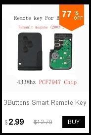 3 кнопки смарт дистанционные брелки для ключей брелок для Renault Scenic 2003 2004 2005 2006 2007 2008 PCF7947 чип 433 МГц оригинальные ключи