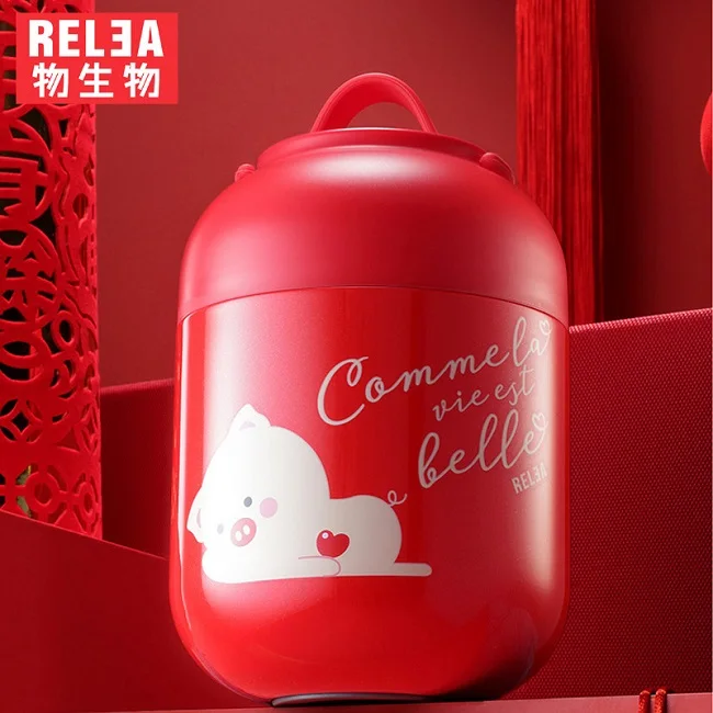 700ml RELEA 500/700 мл Термос из нержавеющей стали Ланч-бокс для детей девочек с вакуумной изоляцией контейнер для еды кружка для супа с кулером для ланча - Цвет: 700ml