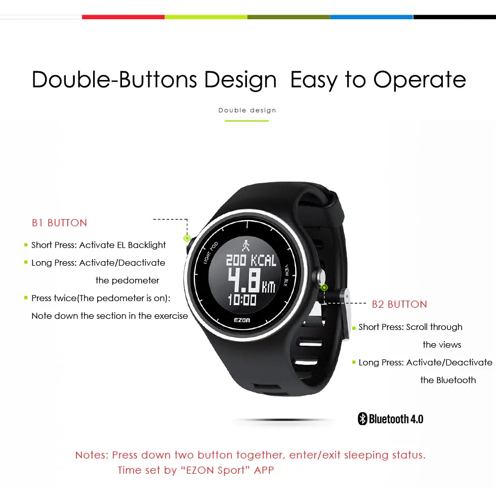 EZON Фирменная Новинка S1 Смарт Bluetooth часы Шагомер Счетчик калорий бег наручные часы спортивные цифровые часы для IOS Android