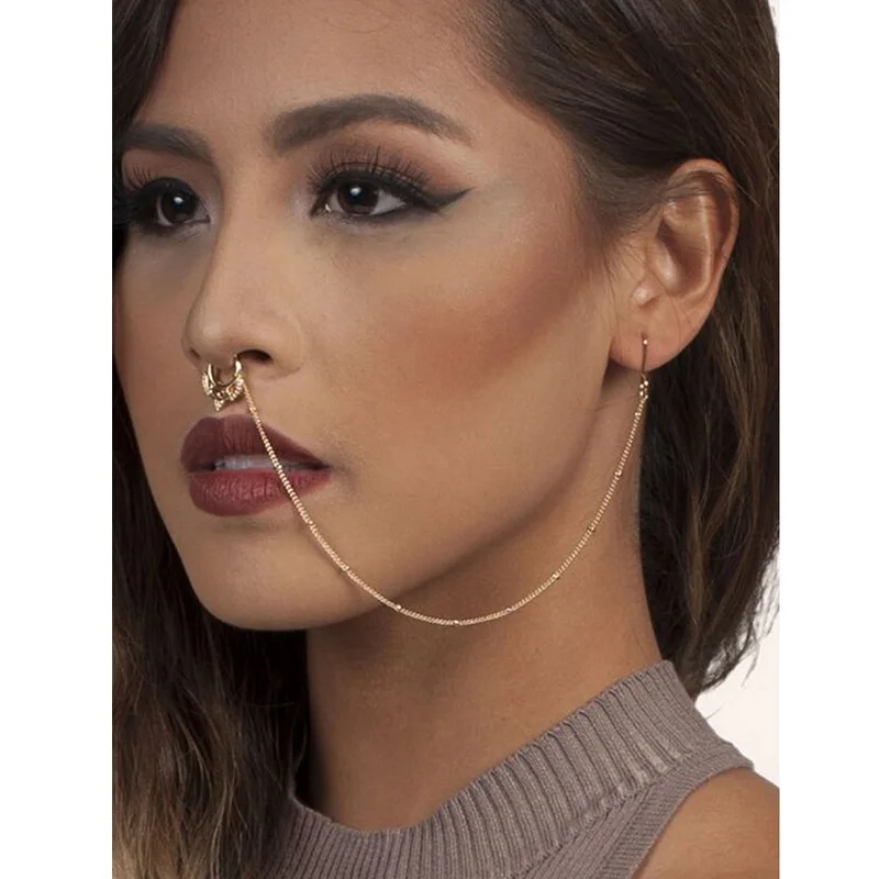 

Classic accessories punk style geometry tassel Nose Studs Body Hoop Nose Ring for Female wholesale